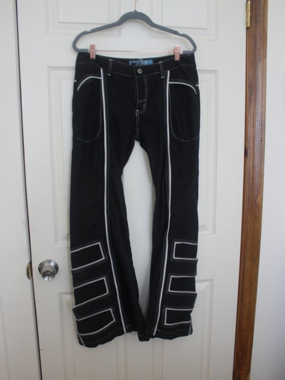 RARE Vintage Y2K MacGirl Cargo Pants Flare Black Size 11 Rave Goth Skater